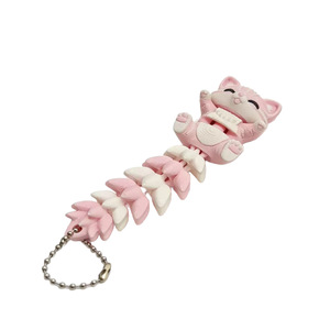 Cartoon Keychain Fox Cat 3D Printed Tail Pendant Plastic PVC Lightweight Souvenir Gift Pink Orange Color - Product Image 5