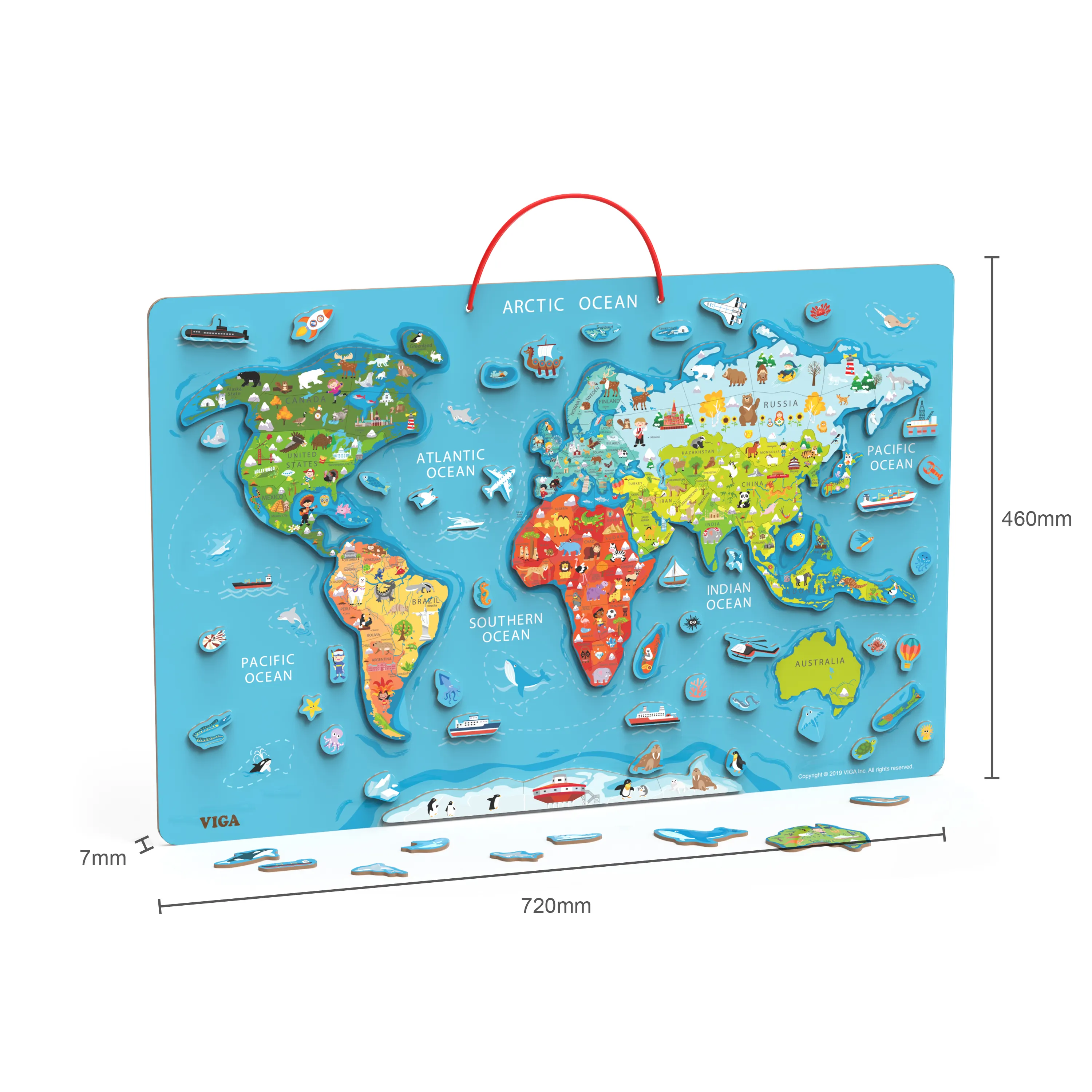 マグネットパズル玩具工場直販ハンギング教育木製世界地図