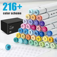 Set de Marcadores Dobles Profesionales para Artistas, a Base de Aceite, 216 Colores, para Dibujo, Bocetos y Pintura, para Estudiantes y Colorear