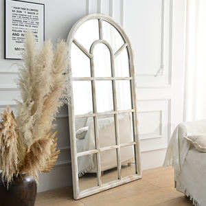 Espejo de Pared Arqueado Grande, Estilo Rústico Moderno para Decoración del Hogar, Marco de Madera Blanco, Espejo de Cuerpo Entero - Product Image 2