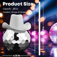 Vaso de Fiesta con Diseño de Bola de Discoteca, 20 oz, Color Degradado, Plástico, para Bebidas, Bodas, Recepciones, Celebraciones, Vasos Novedosos