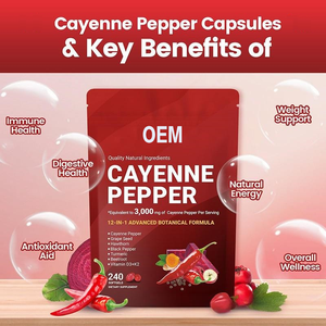 แคปซูลซอฟต์เจลพริกไทยคาเยน อาหารเสริมสำหรับผู้ใหญ่ เสริมภูมิคุ้มกัน บำรุงหลอดเลือดดำ หัวใจ และหลอดเลือด ผสมบีทรูทและเบอร์เบอรีน 240 เม็ด - Product Image 3