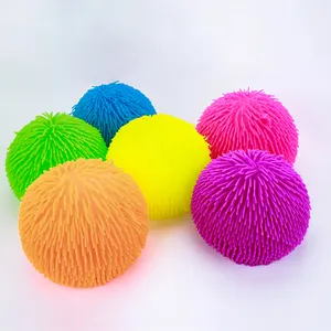 Hot selling short hair fluffy puffer ball excellent elastic squishy toys air filled tpr plaything for party