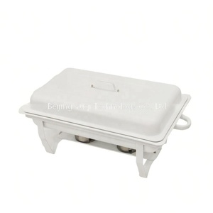 Chauffe-plat rectangulaire pliable blanc 9L pour buffet d'hôtel, mariage et restauration de petite entreprise, idéal pour garder les soupes au chaud - Product Image 5