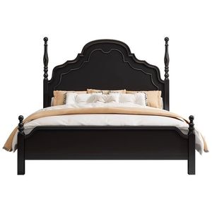 American Retro Solid Wood <b>Bed</b> 1.8m French Style Master Bedroom <b>Double</b> <b>Bed</b> Black Storage Wedding <b>Bed</b> - Product Image 4