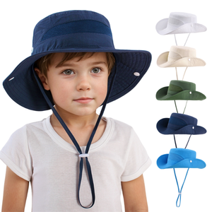 Sombrero de Pescador para Niños, Diseño 2026, Protección UV, Malla Transpirable, para Playa, Verano, <span class=keywords><strong>9</strong></span> Colores Sólidos - Product Image 2