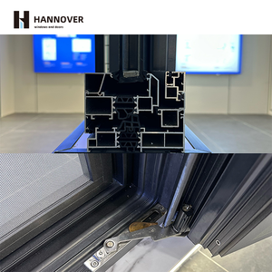 Hannover Ba cửa sổ kính cửa sổ thiết kế đơn giản với thanh an ninh khung nhôm màu đen cách âm và nhiệt cho biệt thự - Product Image 3