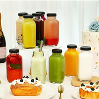 Populaire carré froid café lait boisson Soda boisson clair 250/350/500ml bouteille en verre de jus de fruits avec couvercle en plastique à vis