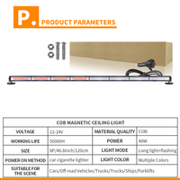 46.8 "COB LED lumière stroboscopique Modes clignotants aimant Base voiture trafic barre lumineuse d'urgence avertissement barre lumineuse Flash