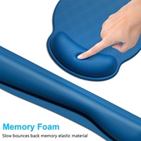 Ensemble de tapis de souris et repose-poignets ergonomique en mousse à mémoire de forme, base en caoutchouc, tissus de haute qualité, bleu foncé, motif dessin animé, couleur/logo personnalisable