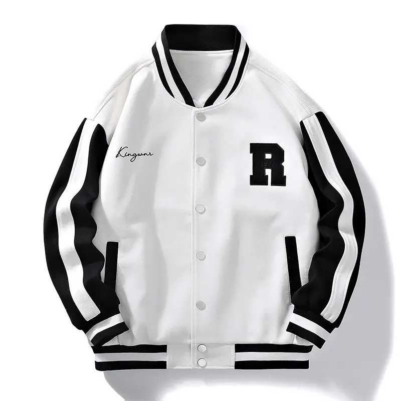 High Quality Men Jacket Hot Sell Plus Size Fashion Men Baseball Jacket Embroidered Street Wear White For Men