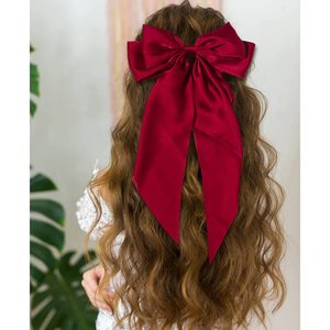 Épingles à <span class=keywords><strong>cheveux</strong></span> personnalisées pour femmes pinces à <span class=keywords><strong>cheveux</strong></span> en satin <span class=keywords><strong>soyeux</strong></span> doux avec ruban français à longue queue et barrettes à gros nœud - Product Image 6