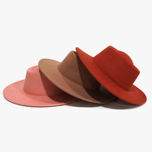 <span class=keywords><strong>Chapeau</strong></span> Fedora en coton polyester uni, matière végétalienne, logo personnalisé, large bord, laine, femmes, hommes, fête, festival, chapeaux Fedora élégants - Product Image 3