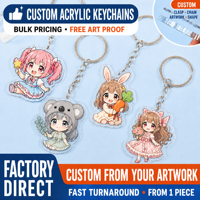 Porte-clés en acrylique Fille Anime, Fabrication OEM, Vente en gros, Acrylique transparent de qualité supérieure, Impression double face, Chaîne serpent, À partir de 1 pièce