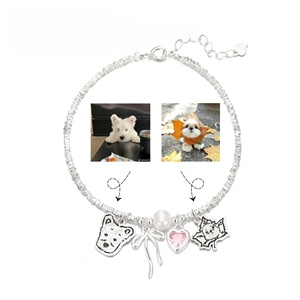 Dropshipping regalo S925 plata esterlina arco corazón pulsera mascota pulsera perro Avatar gatito foto encanto - Product Image 3