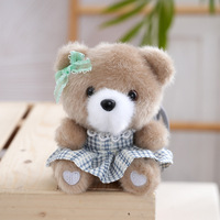 Porte-clés Ours en Peluche Adorable avec Robe à Carreaux, Breloques en Peluche pour Sac, Jouet en Peluche Ours en Corde Tressée, Cadeau