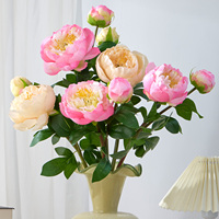 Bunga Peony Buatan Simulasi Premium Berkualitas Tinggi, 2 Kepala Bunga Sutra Besar untuk Dekorasi Vas di Rumah, Lobi Hotel & Pengaturan Acara