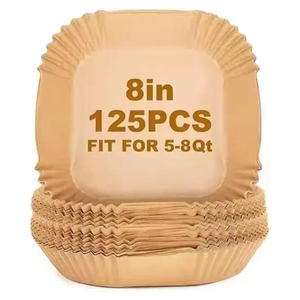 50 pièces de doublures en papier sulfurisé jetables double face imperméables pour friteuse à air, pour la cuisson du pain, antiadhésives, pour bols et assiettes carrés - Product Image 1