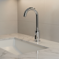 Petite coiffeuse de salle de bain moderne et contemporaine en céramique Robinet à capteur infrarouge automatique Mitigeur d'eau froide poli 5 ans Haijun