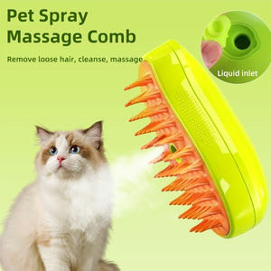Accesorios para Mascotas 2024, Cepillo de Vapor <span class=keywords><strong>3</strong></span> en <span class=keywords><strong>1</strong></span> para Perros y Gatos, Recargable, Material ABS, Suave, Logotipo Personalizado, Color Amarillo Verde - Product Image 5