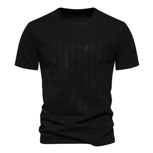 Liu Ming liquidación ventas al por mayor verano hombres Casual cuello redondo algodón bordado manga corta Color sólido camiseta - Product Image 5