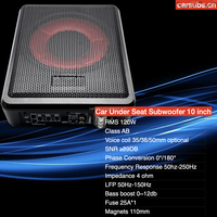 Caisse de subwoofer mince de 10 pouces pour voiture, OEM d'usine, 120W RMS, basses puissantes, crête de 1200W, subwoofer actif sous le siège pour voiture