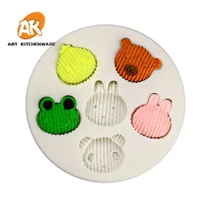 AK Mini Cute Rabbit Cake Moldes para Fondant Safari Moldes Letras Fondant Animal Cake Mold de Silicona para Moldear Fondant