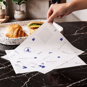 Food Grade Bakery Packaging PE Greaseproof Disposable <b>Paper</b> Custom Printed Logo OEM ODM Deli Sandwich <b>Burger</b> Cake Pizza Tissue - Product Image 3