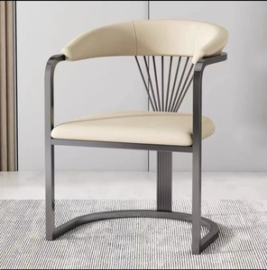 เก้าอี้รับประทานอาหารหนังสแตนเลสสำหรับห้องครัวเก้าอี้นวมหรูหราเฟอร์นิเจอร์ห้องรับประทานอาหารสำนักงานเก้าอี้เจรจาต่อรองระดับไฮเอนด์ - Product Image 3