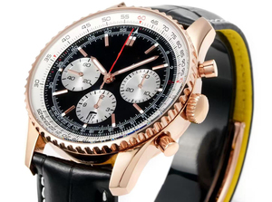 Men's Black Gold Chronograph Automatic Mechanical <b>Watch</b>, Stainless Steel Three-Eye Sports <b>Watch</b> - Product Image 3