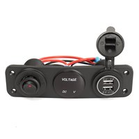 Enchufe de alimentación de 12V, USB dual + voltímetro LED, adaptador de encendedor de cigarrillos para coche, cargador con pantalla de voltímetro digital y interruptor