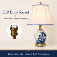 Lampe de table sans fil rechargeable en porcelaine bleue et blanche de style chinoiserie moderne pour la chambre à coucher, le salon, la décoration de chevet