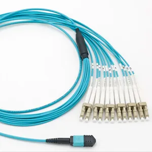 12Core 24Core Datacenter Om3 Om4 Trunk Kabel Mtp Connector Mpo Naar Lc Glasvezel Patchkabel