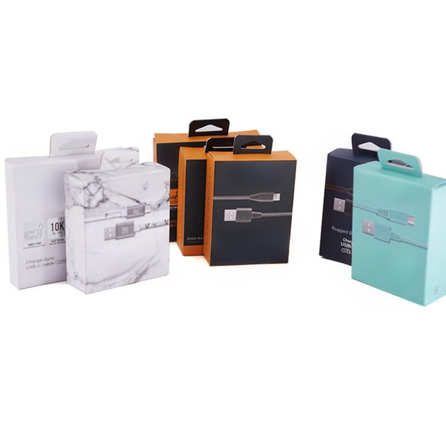 Source Custom Folding Paper Boxes, Suitable for USB-C Data Cables, Chargers, Earphones, Mobile Phone Accessory Paper Packaging