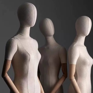 عارضة أزياء نسائية عالية الجودة من الخشب الصلب ذراع نشاط يدوي ملفوفة نموذج قماش مانيكان - Product Image 3
