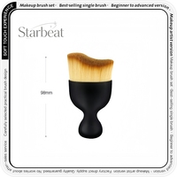 Kuas Kontur Kepala Gelombang Gagang Hitam Bulu Coklat Gradasi Rambut Sintetis Kuas Makeup Wajah Tunggal untuk Concealer