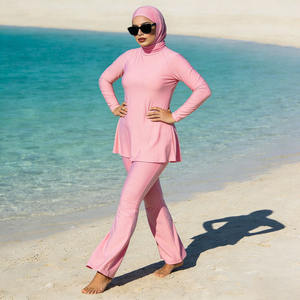 ชุดบุรกินี 3 ชิ้นสำหรับผู้หญิง ชุดว่ายน้ำอิสลามแบบสุภาพ เสื้อแขนยาว ฮิญาบ ปิดมิดชิด ชุดชายหาดสำหรับฤดูร้อน - Product Image 2