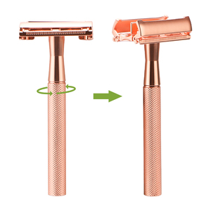 <span class=keywords><strong>Rasoir</strong></span> de sécurité à double tranchant pour femmes RTS en or rose, tête <span class=keywords><strong>papillon</strong></span>, lame à double tranchant, manche long - Product Image 4