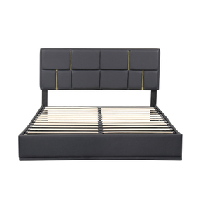 New Modern <b>Queen</b> <b>Size</b> Upholstered Soft <b>Bed</b> with Metal <b>Frame</b> and Hydraulic Storage System Black - Product Image 3