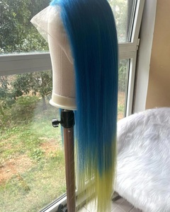 Parrucca Frontale in Pizzo Ombre <span class=keywords><strong>Blu</strong></span> e Giallo con Capelli Umani, 13*4, Onde Profonde, Senza Colla, per Vendita all'Ingrosso - Product Image 1