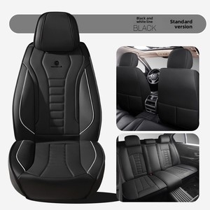 Funda universal de lujo de piel sintética para asiento de coche, juego completo de <span class=keywords><strong>5</strong></span> <span class=keywords><strong>plazas</strong></span> con cojines delanteros y traseros impermeables para modelos Golf y Atlas - Product Image 6