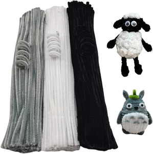 Set di 300 Pezzi di Scovolini in Ciniglia Spessa e Morbida, 3 Colori Assortiti (Nero, Bianco, Grigio) - Materiali per Artigianato e Fai da Te, Forniture Natalizie - Product Image 1