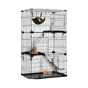 Gaiola de Metal Sólida para Gatos de 67 Polegadas com 3 Camadas, 3 Camas, 3 Portas Frontais, 2 Escadas, Prateleiras para Descanso, Rede e Canil para Furões - Product Image 1