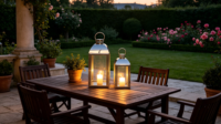 Lanterne en verre en acier inoxydable, porte-bougie décoratif, compatible avec les lumières LED pour mariage, patio, décoration de la maison