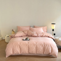 Ensemble de literie Jacquard à trois couches de coton teint en fil de haute qualité de luxe ensemble de housse de couette à motif géométrique floral végétal