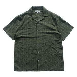 Nouvelle <span class=keywords><strong>chemise</strong></span> d'été personnalisée en crochet ajouré, col cubain, boutonnée, en <span class=keywords><strong>dentelle</strong></span> tricotée, pour <span class=keywords><strong>homme</strong></span>, en jacquard - Product Image 3