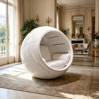 Fauteuil lounge monobloc en fibre de verre ultra-brillant, design capsule spatiale en forme d'œuf, pour usage domestique et de loisirs