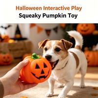 Jouet pour chien en forme de citrouille, jouet à mâcher couineur en vinyle avec motif Jack-o'-lantern pour jeu interactif d'Halloween