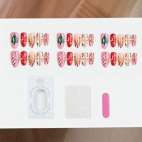 Lot de 30 faux ongles à presser en amande, style français, motif sapin de Noël, en ABS, de haute qualité, pour l'exportation
