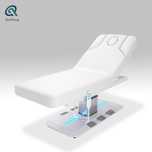 Qunpeng <span class=keywords><strong>2025</strong></span> nuova vendita calda Base bianca letto Spa cosmetico curvo lettino da massaggio elettrico con luce Led Medical frustino Extension letto - Product Image 3